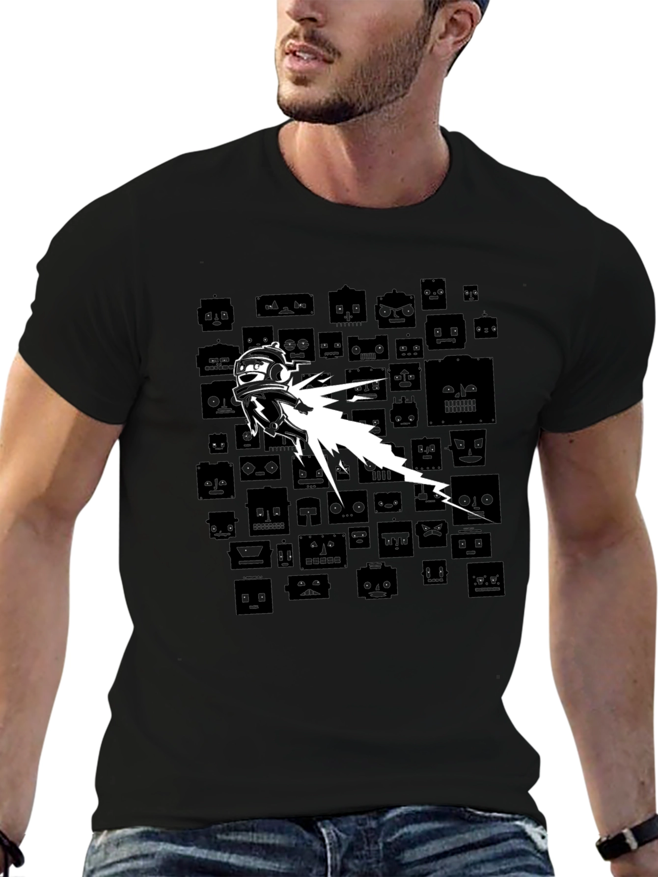 Retro Robot Blast T-Shirt - Black