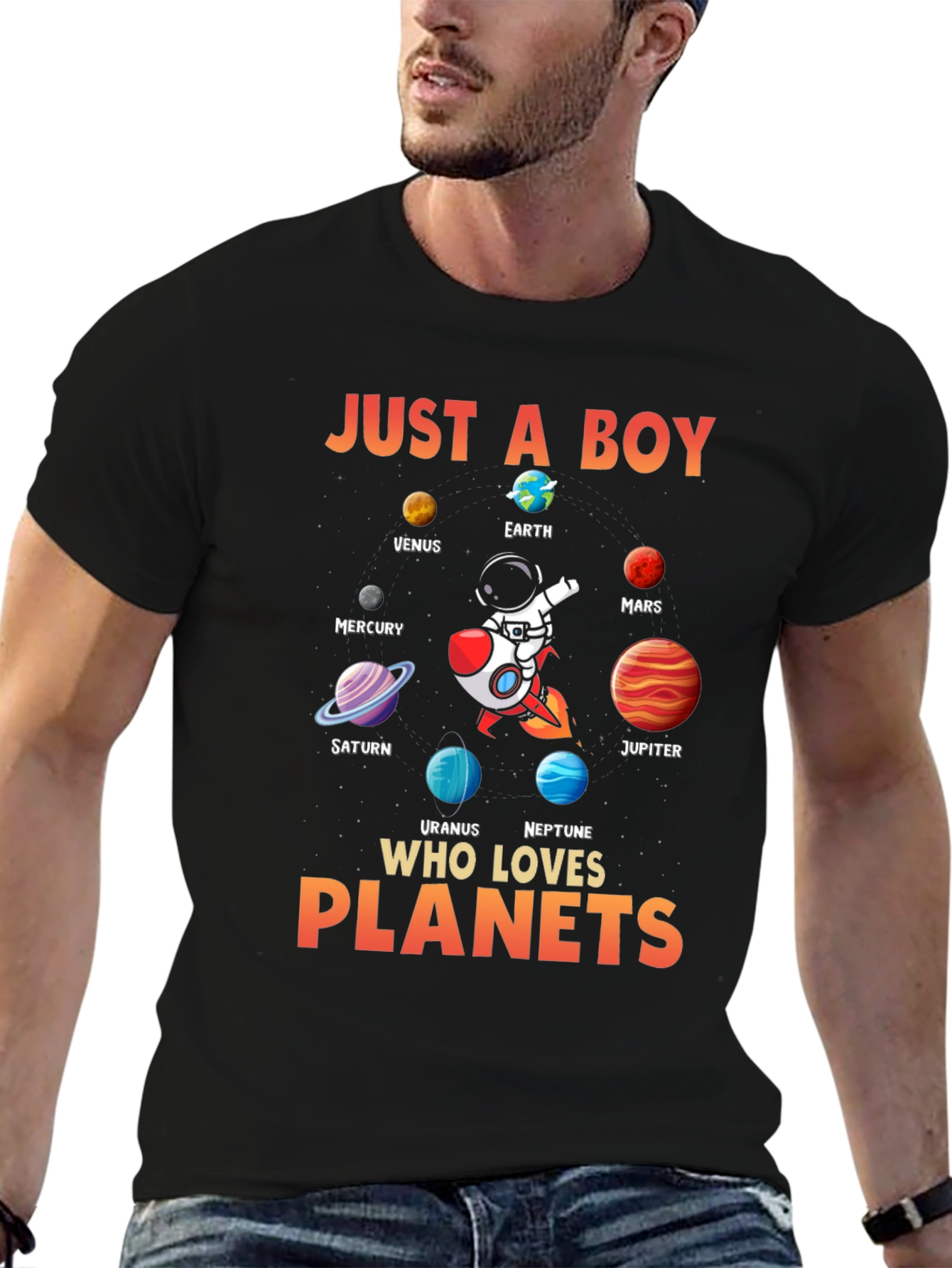Just A Boy Who Loves Planets Graphic Tee