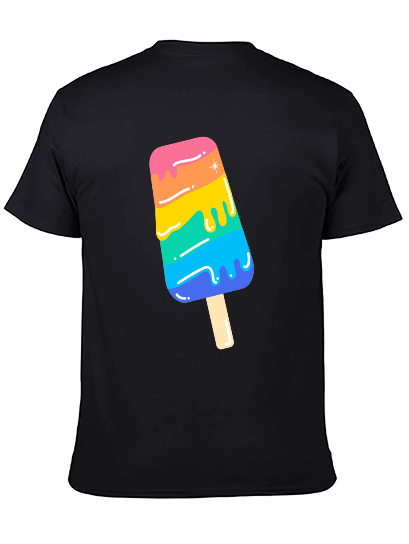 Rainbow Popsicle Graphic Tee - Black Unisex T-Shirt