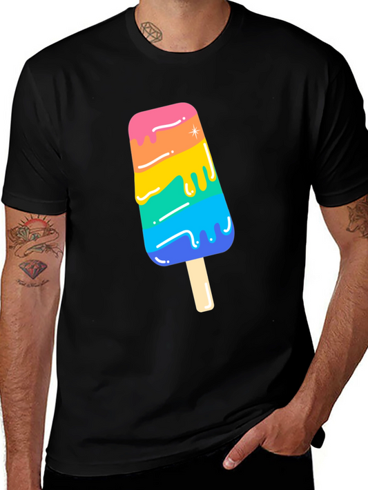 Rainbow Popsicle Graphic Tee - Black Unisex T-Shirt