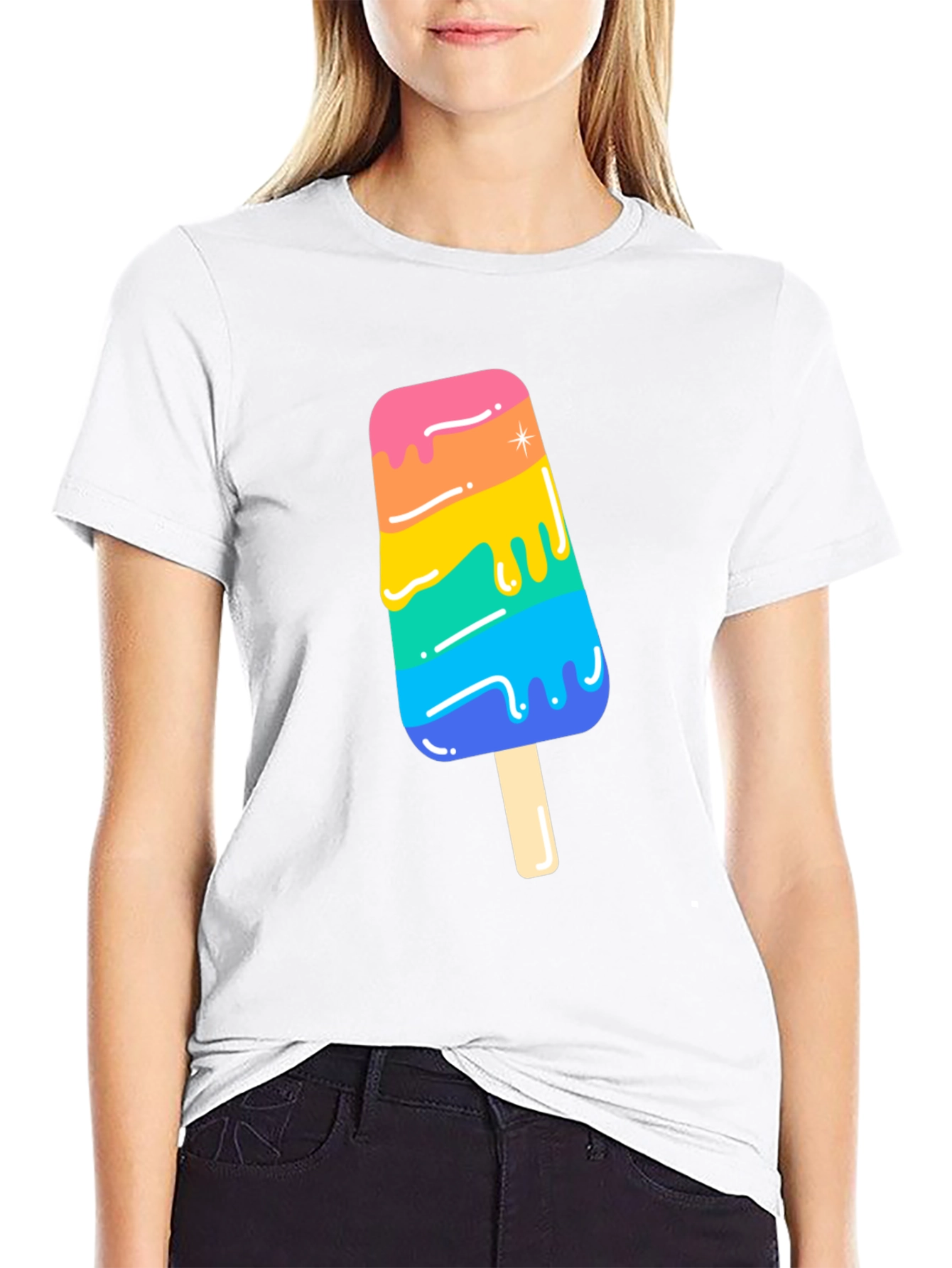 Rainbow Popsicle Graphic Tee - Black Unisex T-Shirt