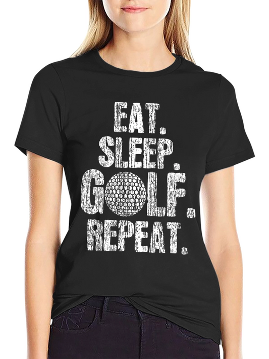 Eat Sleep Golf Repeat Black Graphic Tee