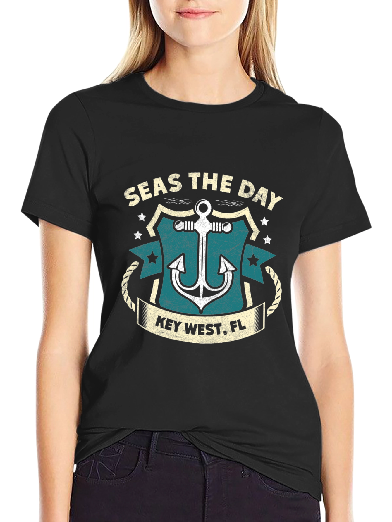 Seas the Day Key West Anchor Black T-Shirt