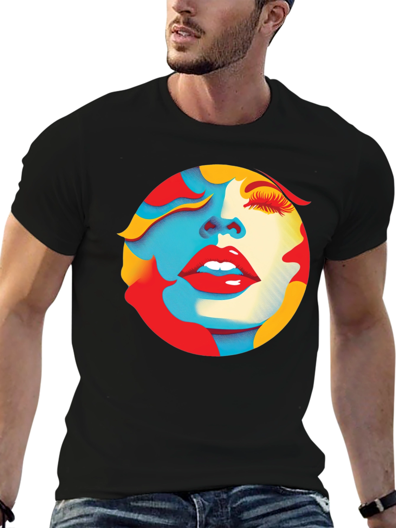Abstract Face Graphic Tee - Modern Art T-Shirt