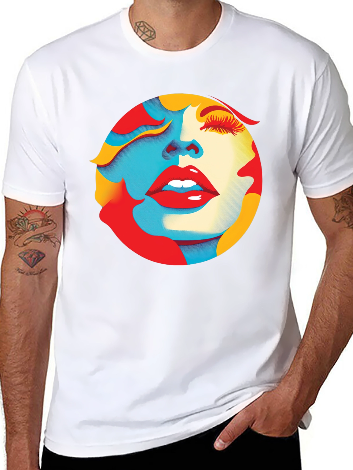 Abstract Face Graphic Tee - Modern Art T-Shirt