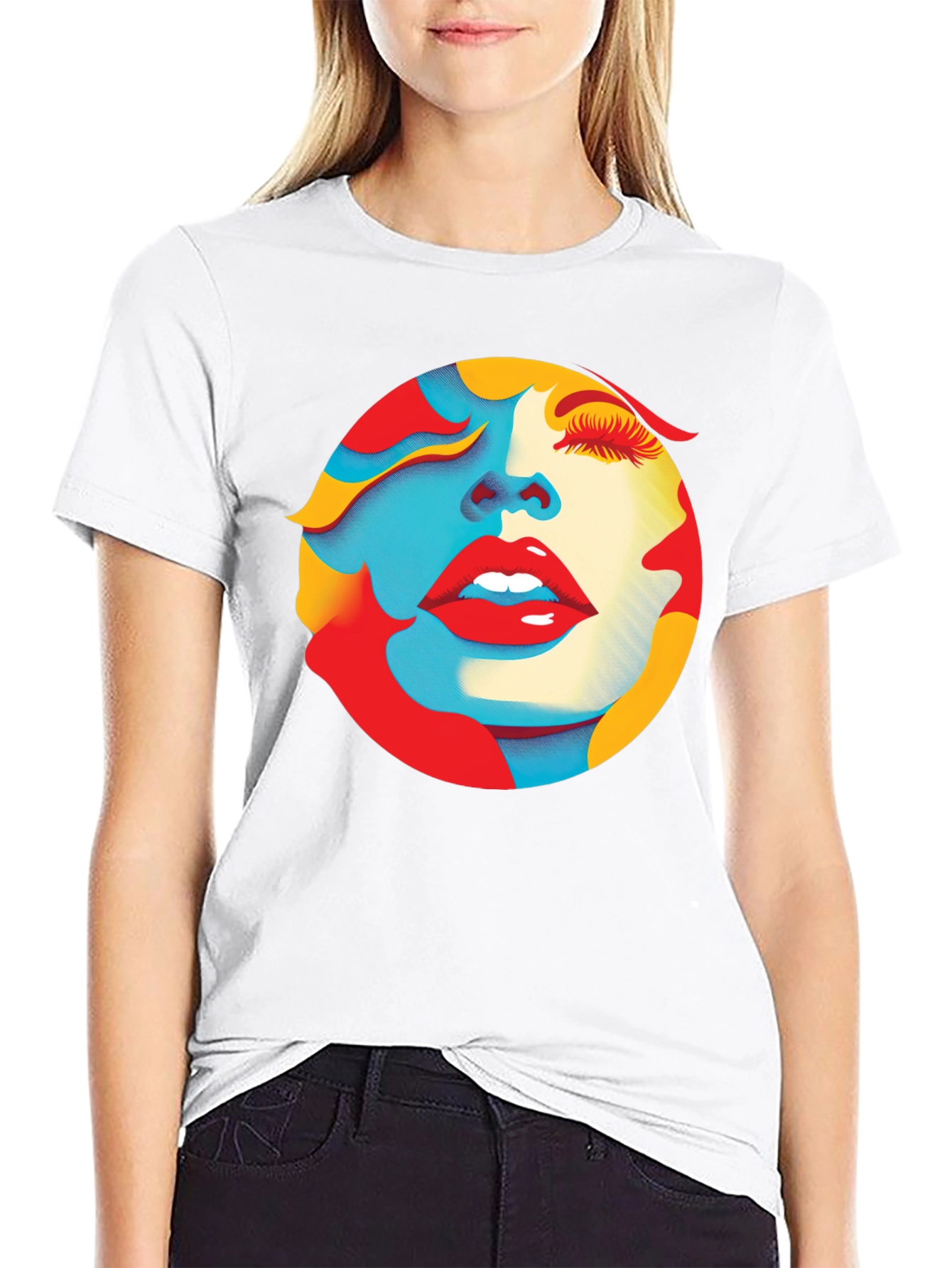 Abstract Face Graphic Tee - Modern Art T-Shirt