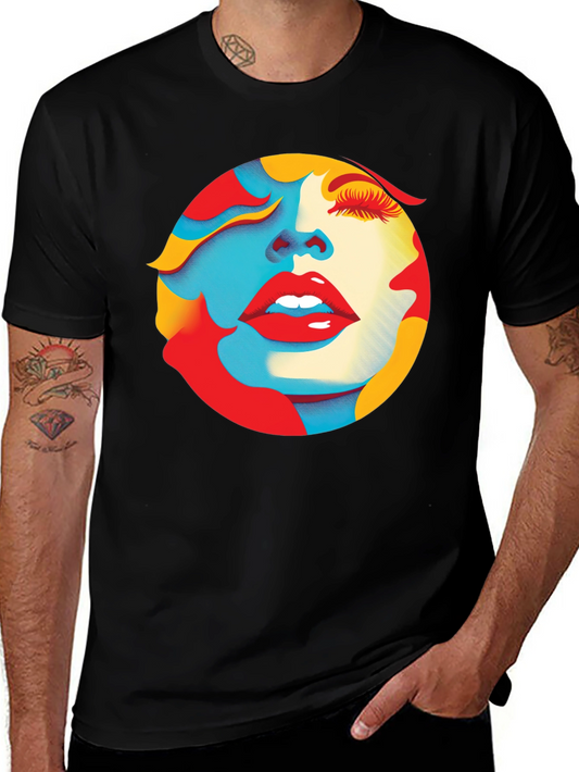Abstract Face Graphic Tee - Modern Art T-Shirt