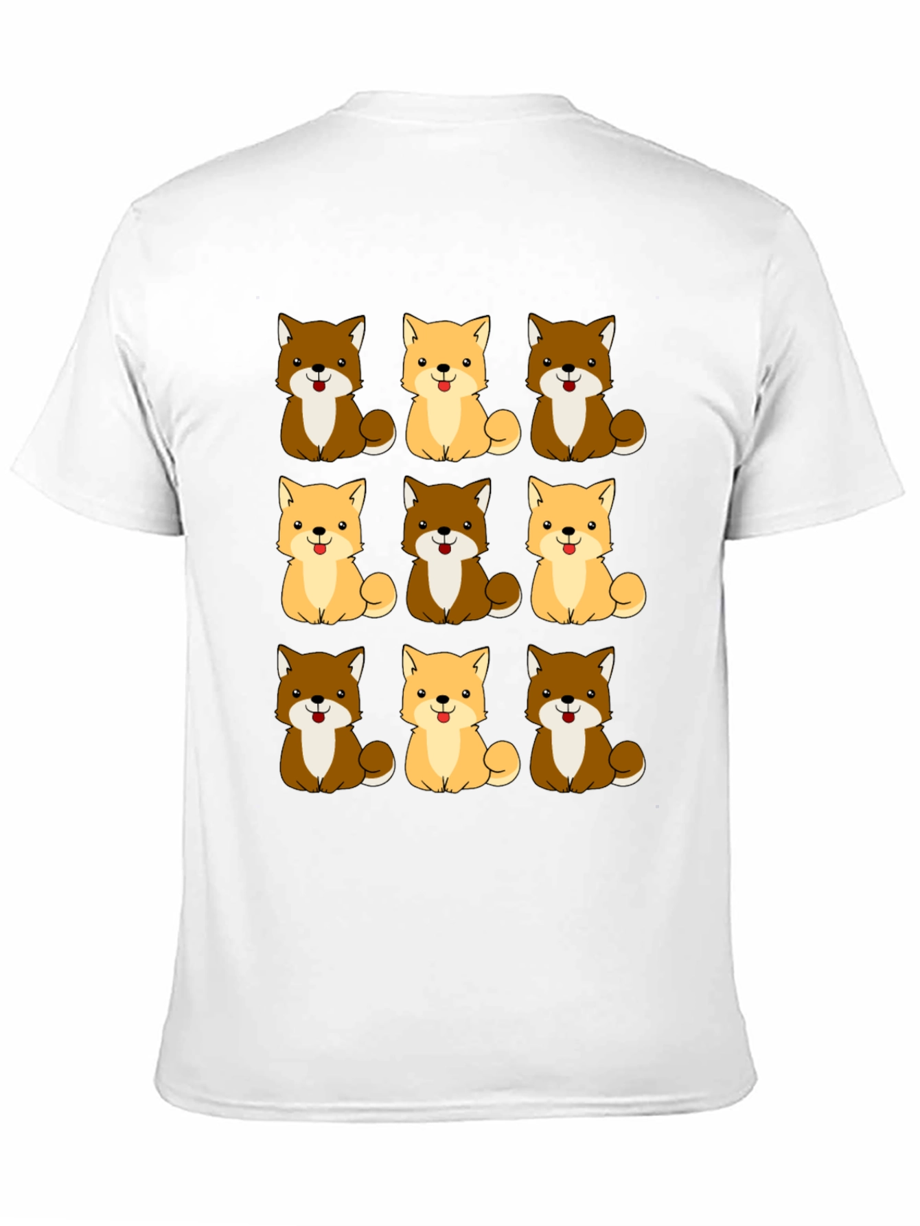 Cute Shiba Inu Dog Pattern Black T-Shirt