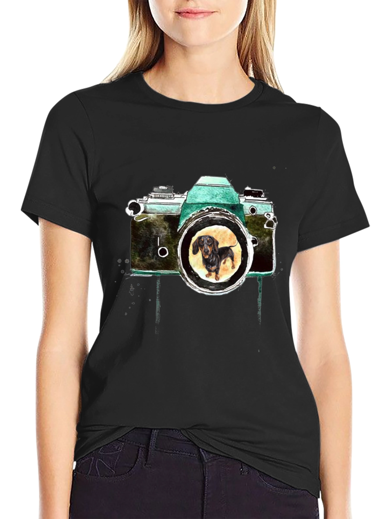 Dachshund Camera Graphic Tee