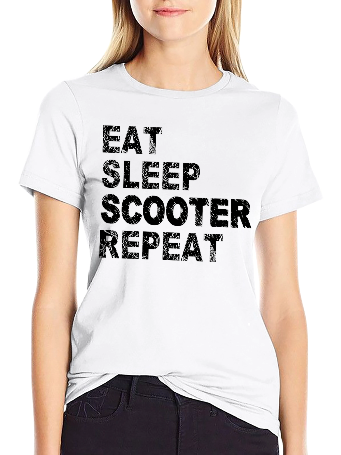 Eat Sleep Scooter Repeat Black Graphic T-Shirt