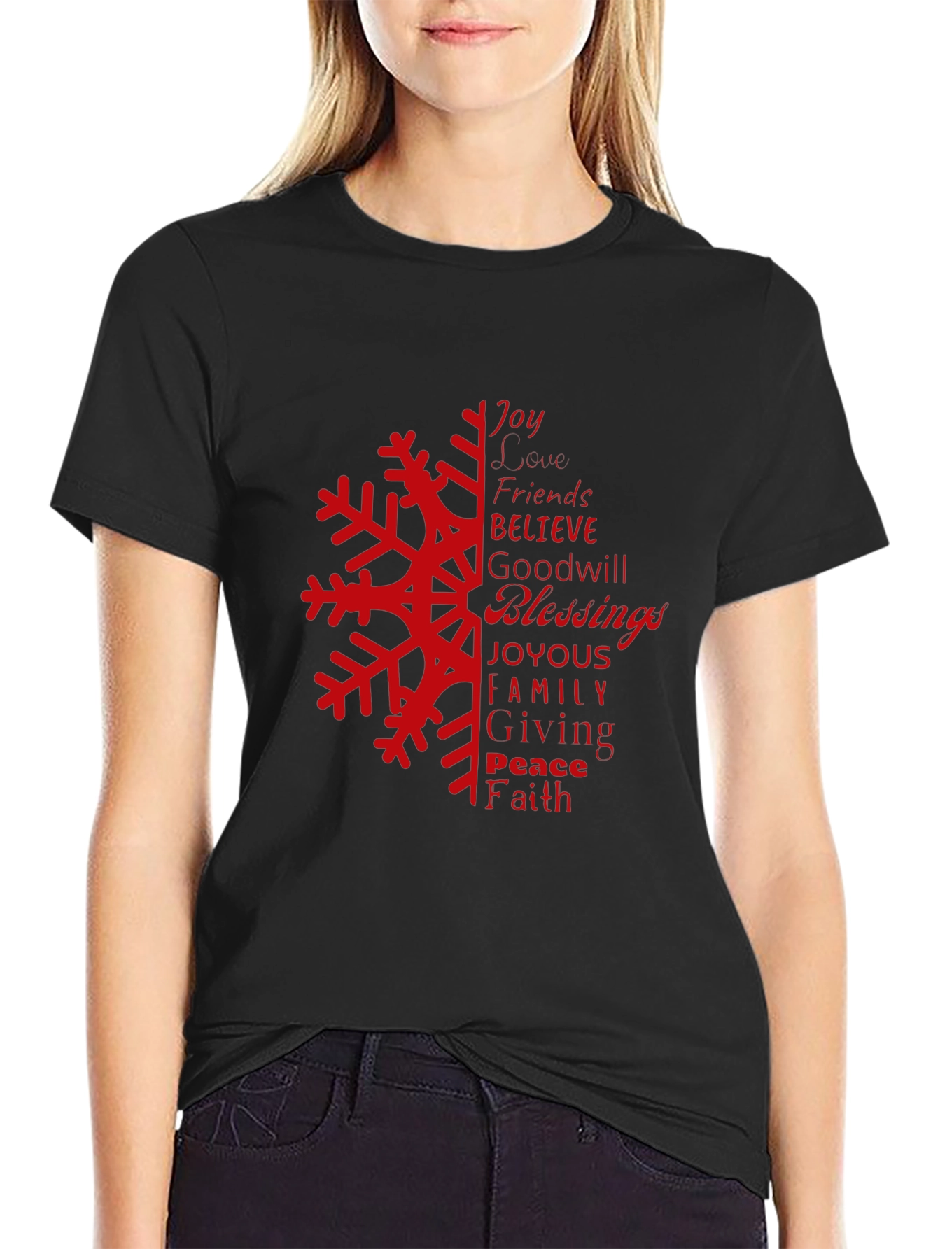 Holiday Snowflake Word Art Graphic Tee