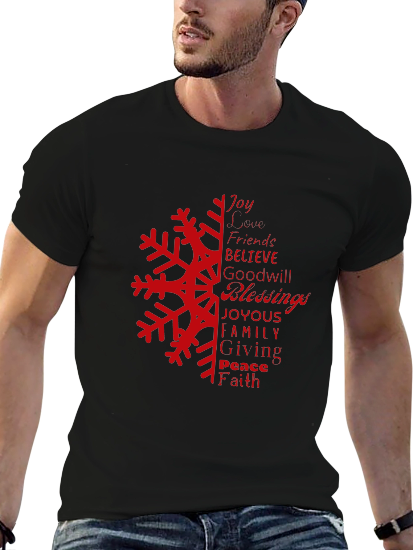 Holiday Snowflake Word Art Graphic Tee