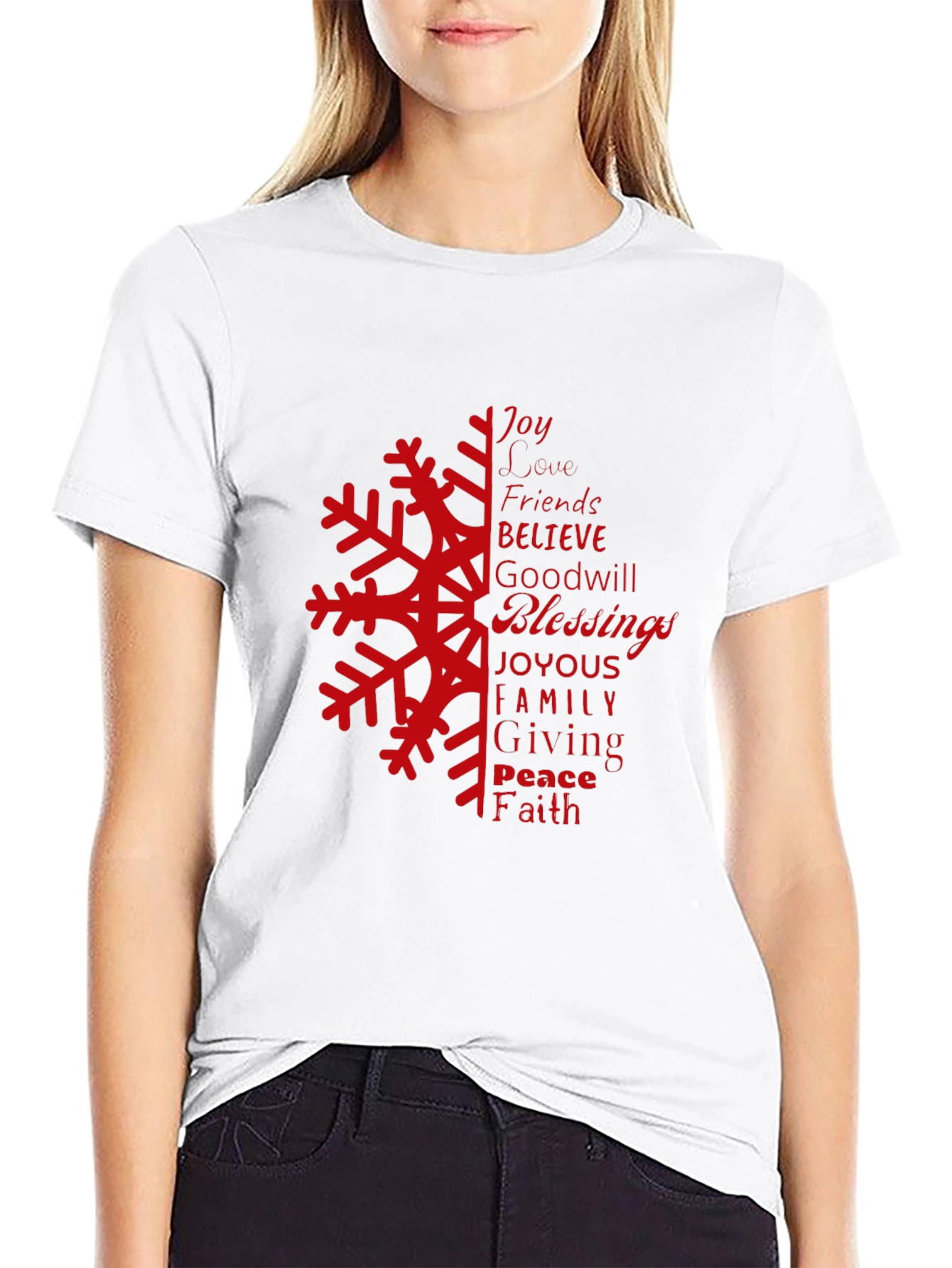 Holiday Snowflake Word Art Graphic Tee