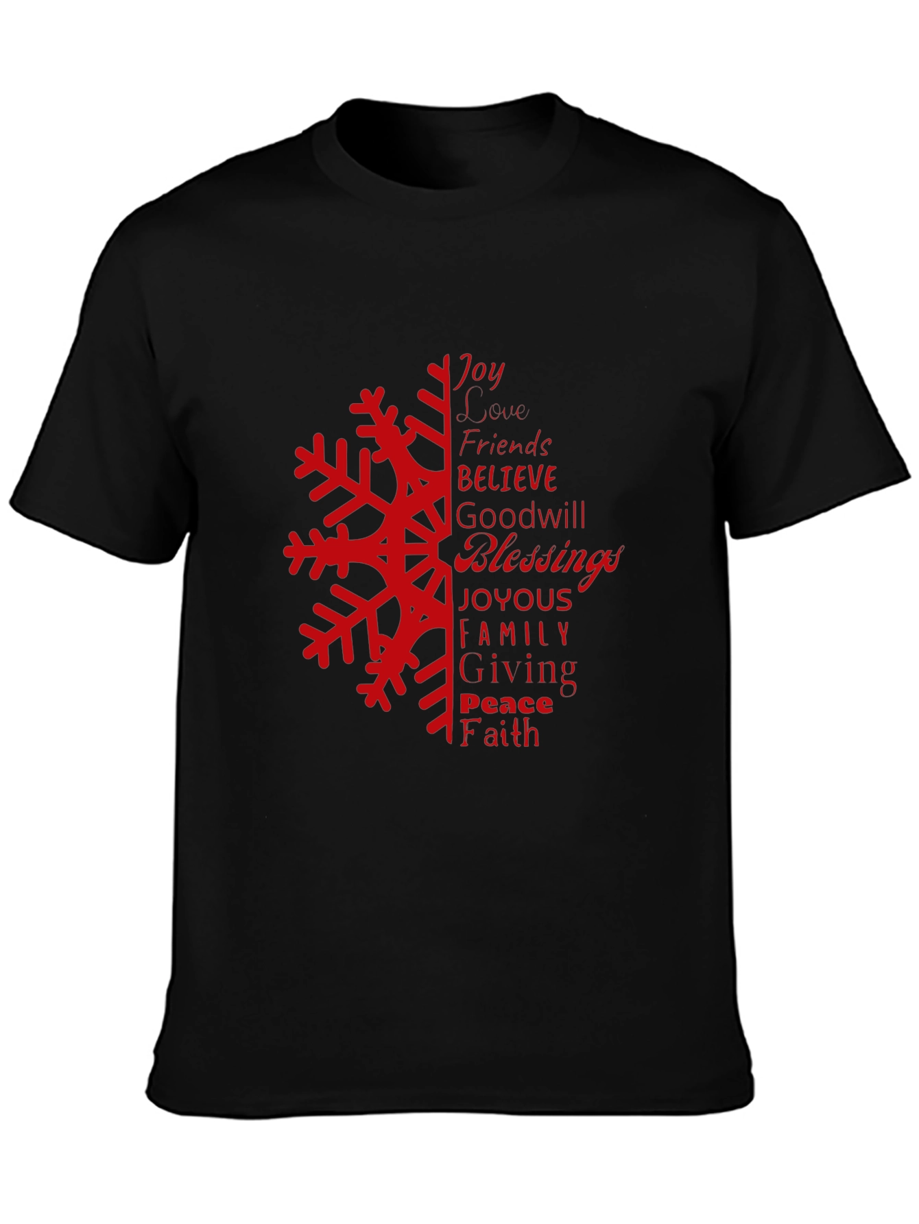 Holiday Snowflake Word Art Graphic Tee