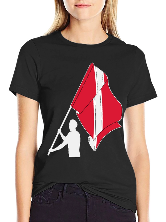 Denmark Flag Graphic Tee - Black Cotton T-Shirt