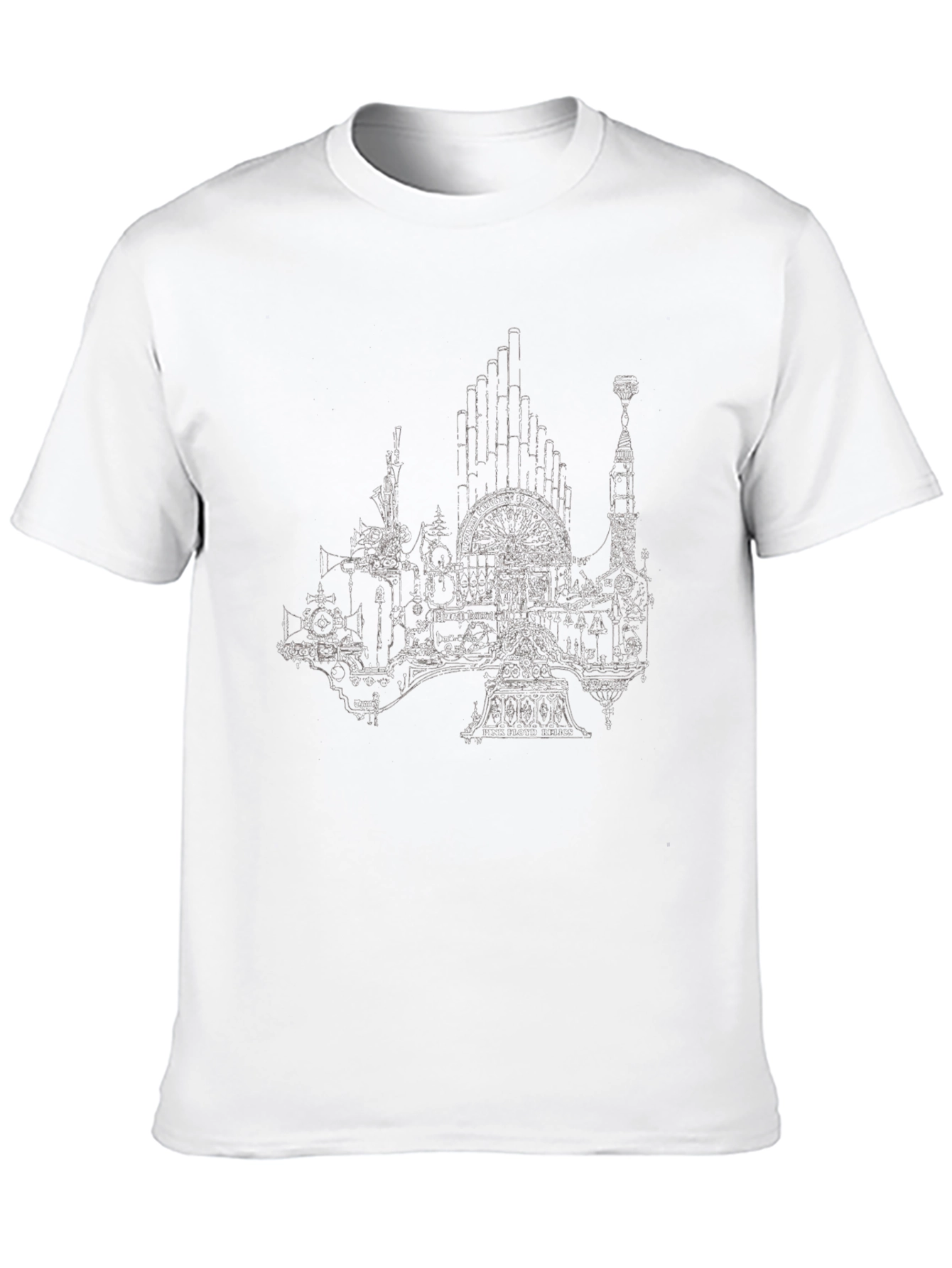 Steampunk Cityscape Graphic Tee - Black Cotton