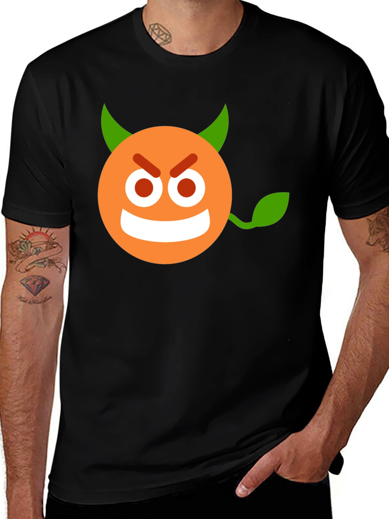 Devil Emoji Graphic Black T-Shirt