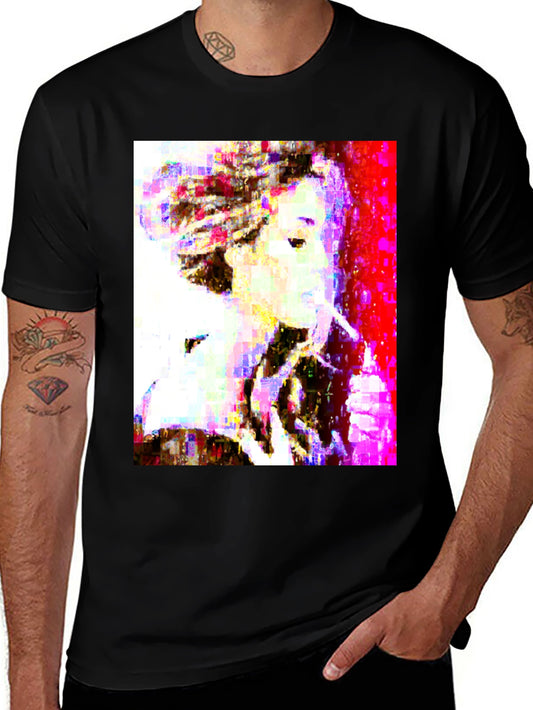 Abstract Pixel Portrait Black T-Shirt