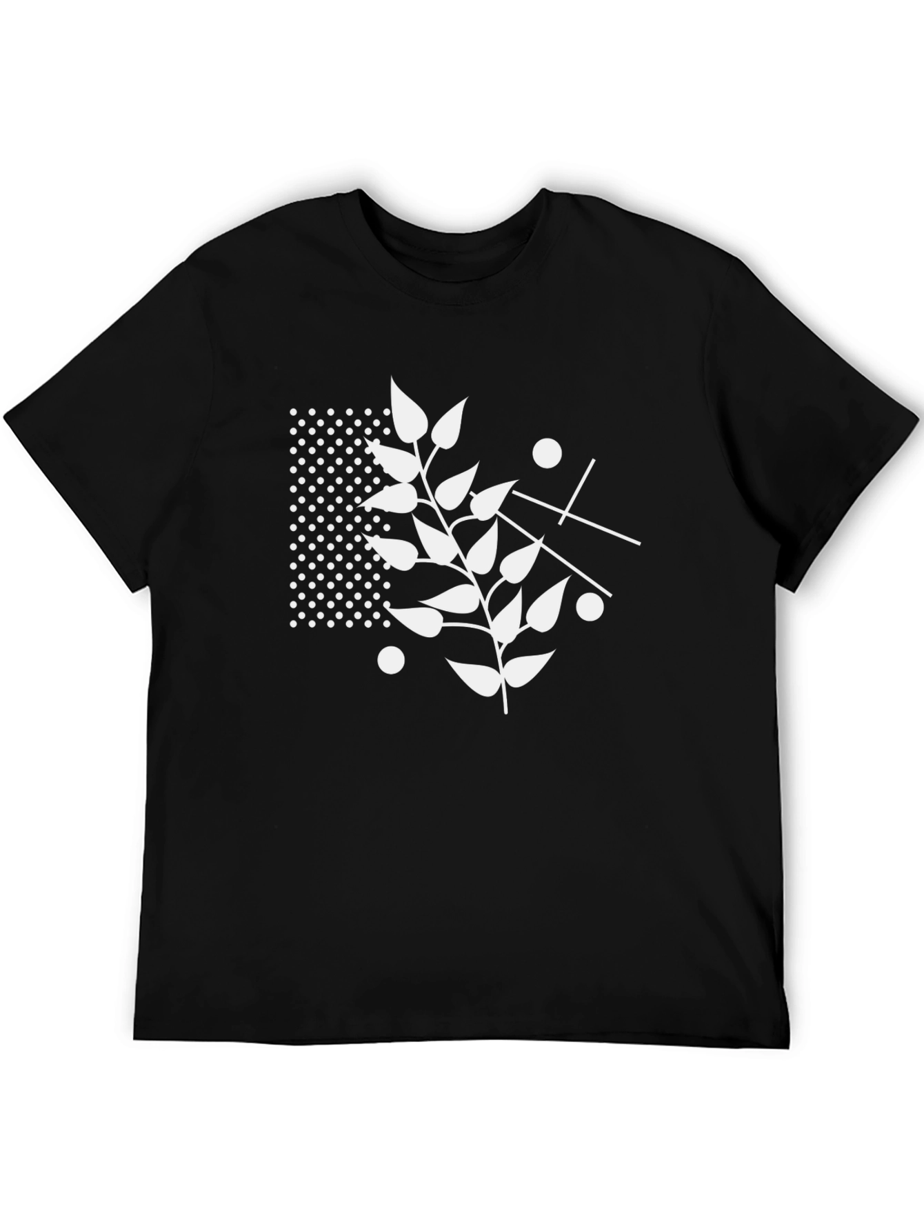 Modern Leaf Graphic Black T-Shirt