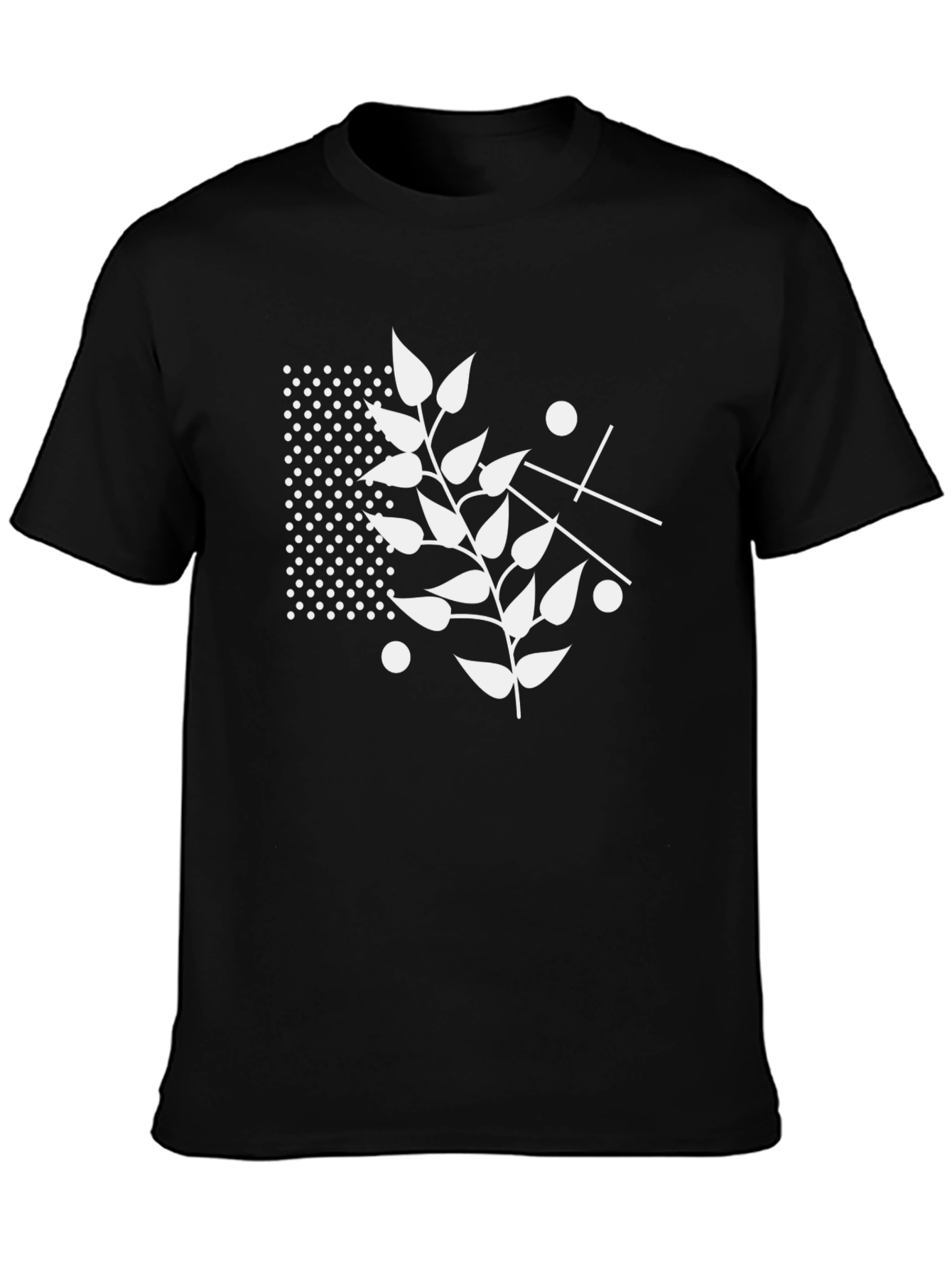 Modern Leaf Graphic Black T-Shirt