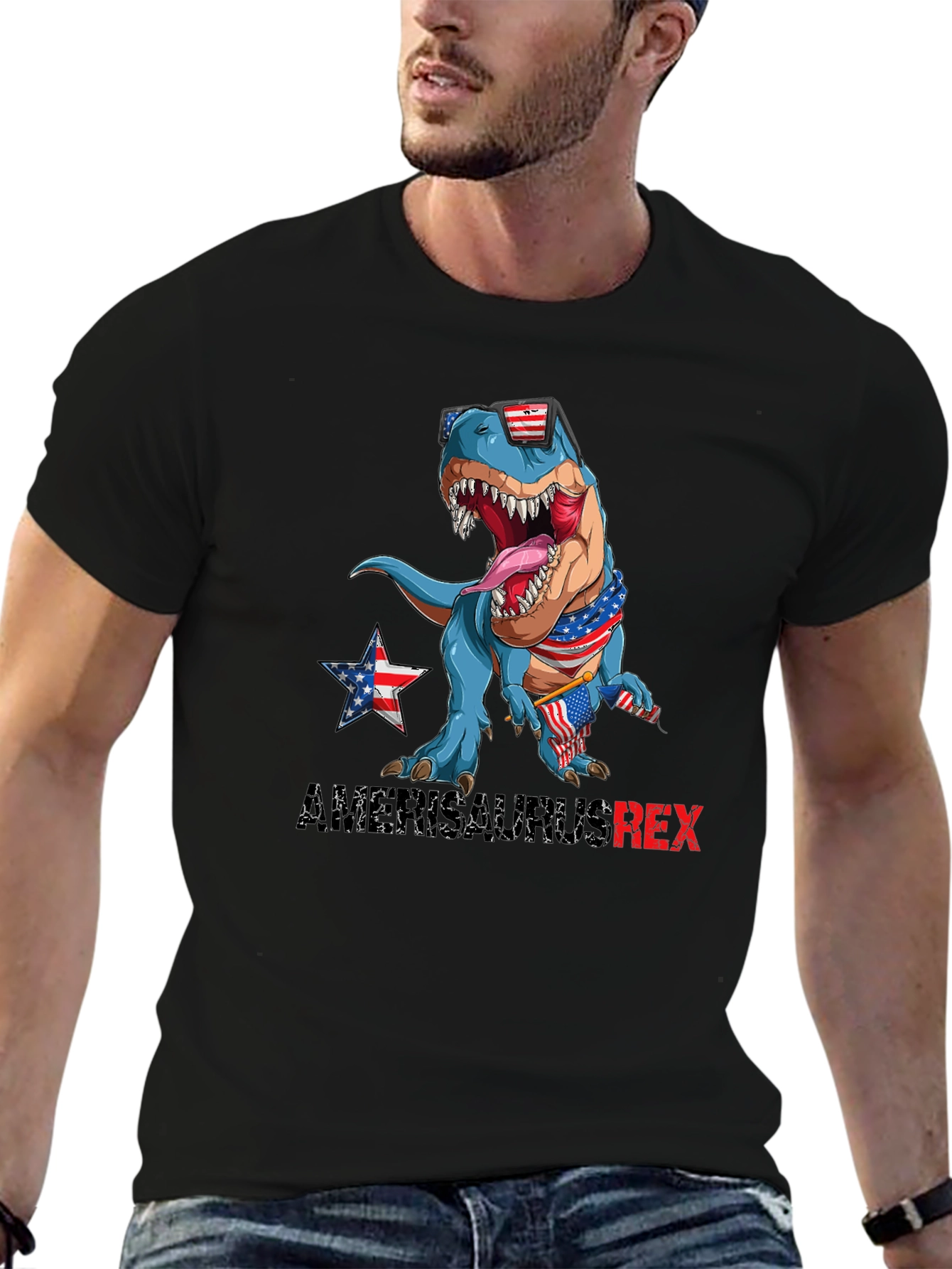 Patriotic T-Rex Graphic T-Shirt