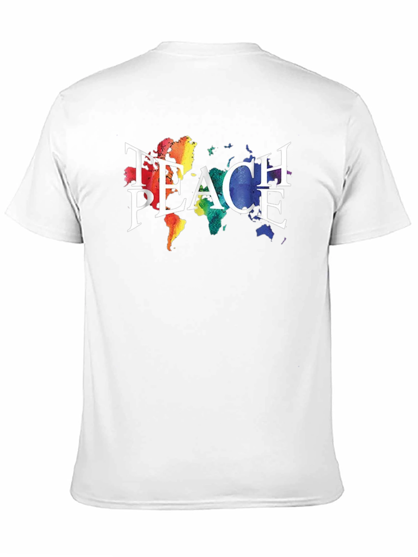 Teach Peace T-Shirt Rainbow World Map