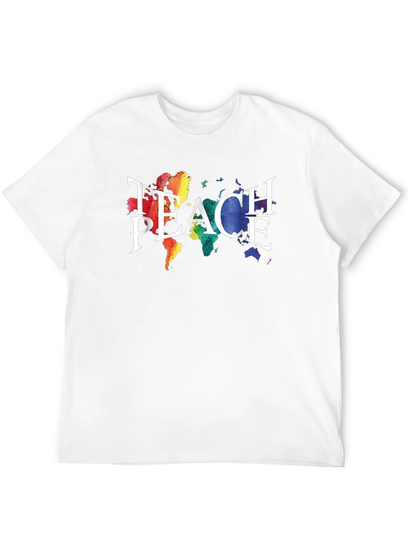 Teach Peace T-Shirt Rainbow World Map
