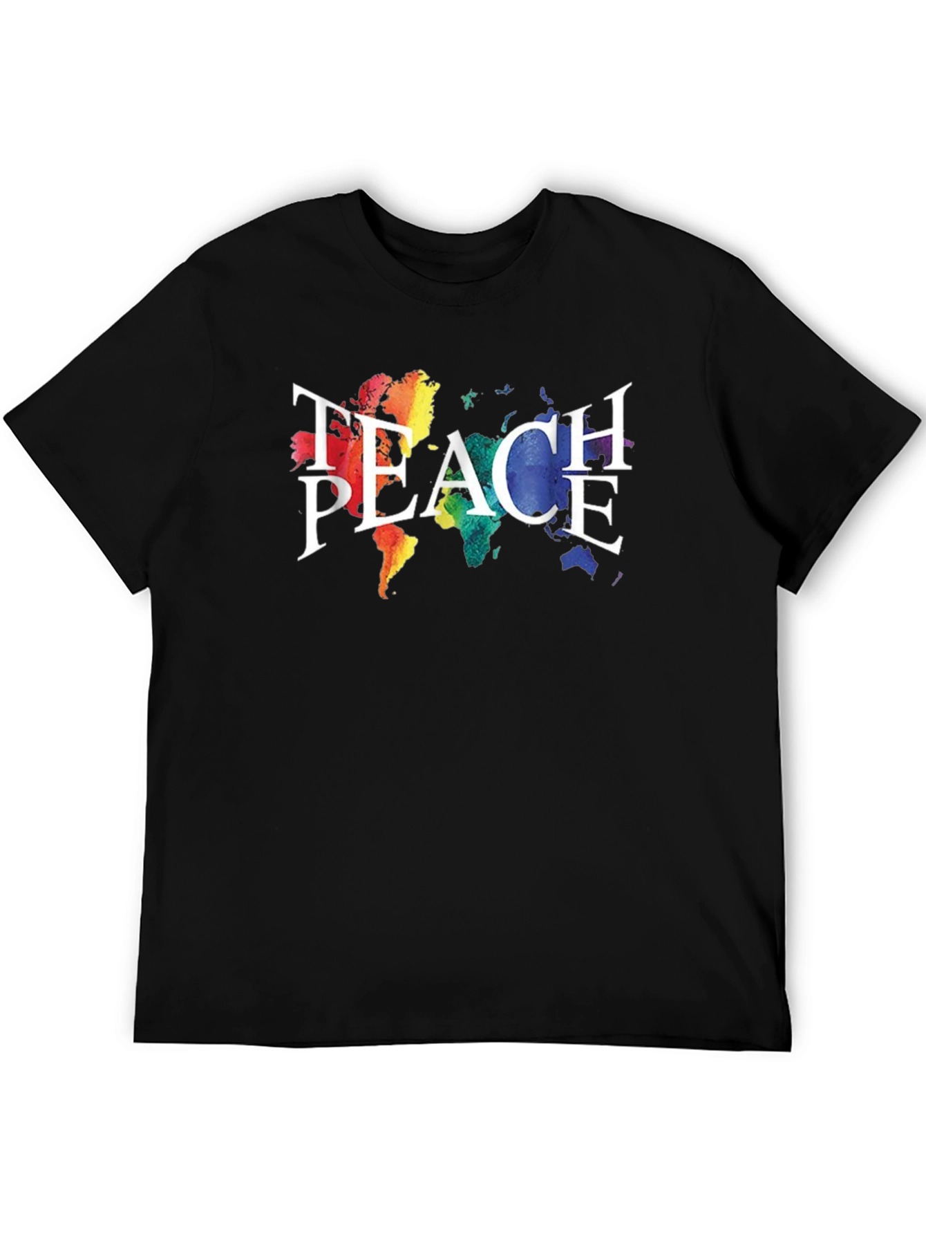 Teach Peace T-Shirt Rainbow World Map