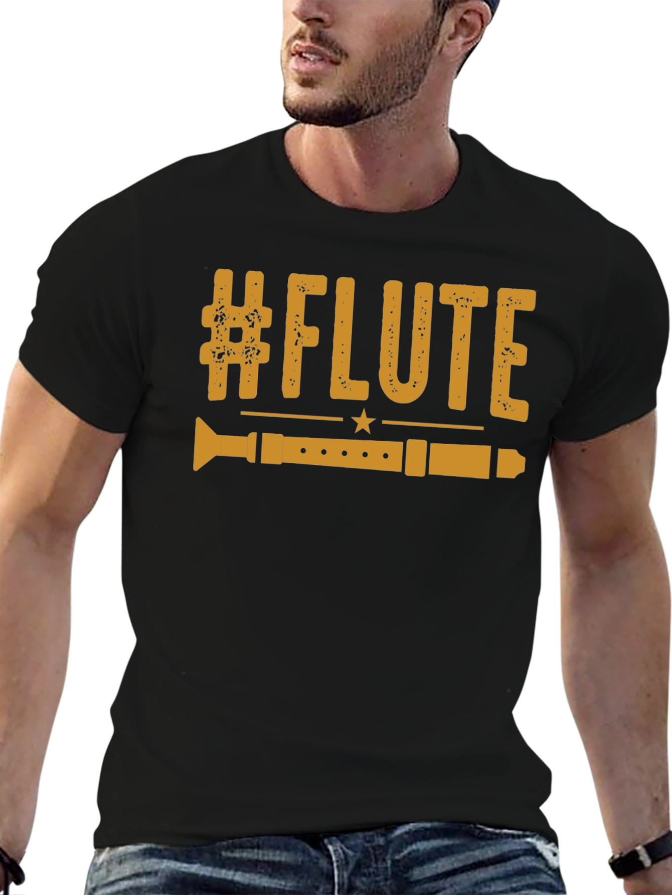 #Flute Music Lover T-Shirt - Black Graphic Tee