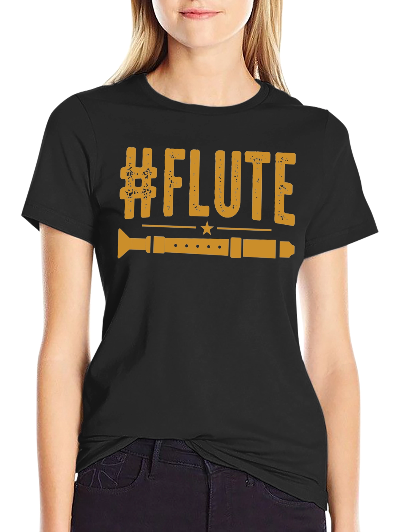 #Flute Music Lover T-Shirt - Black Graphic Tee