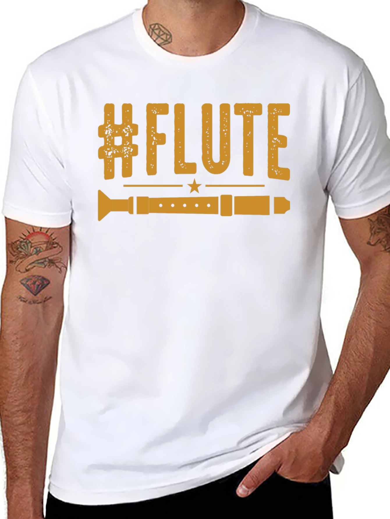#Flute Music Lover T-Shirt - Black Graphic Tee