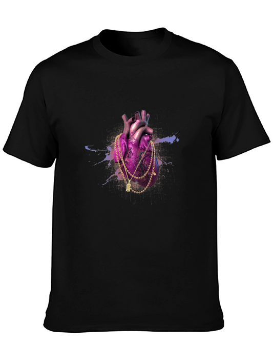 Heart & Gold Chain Black T-Shirt
