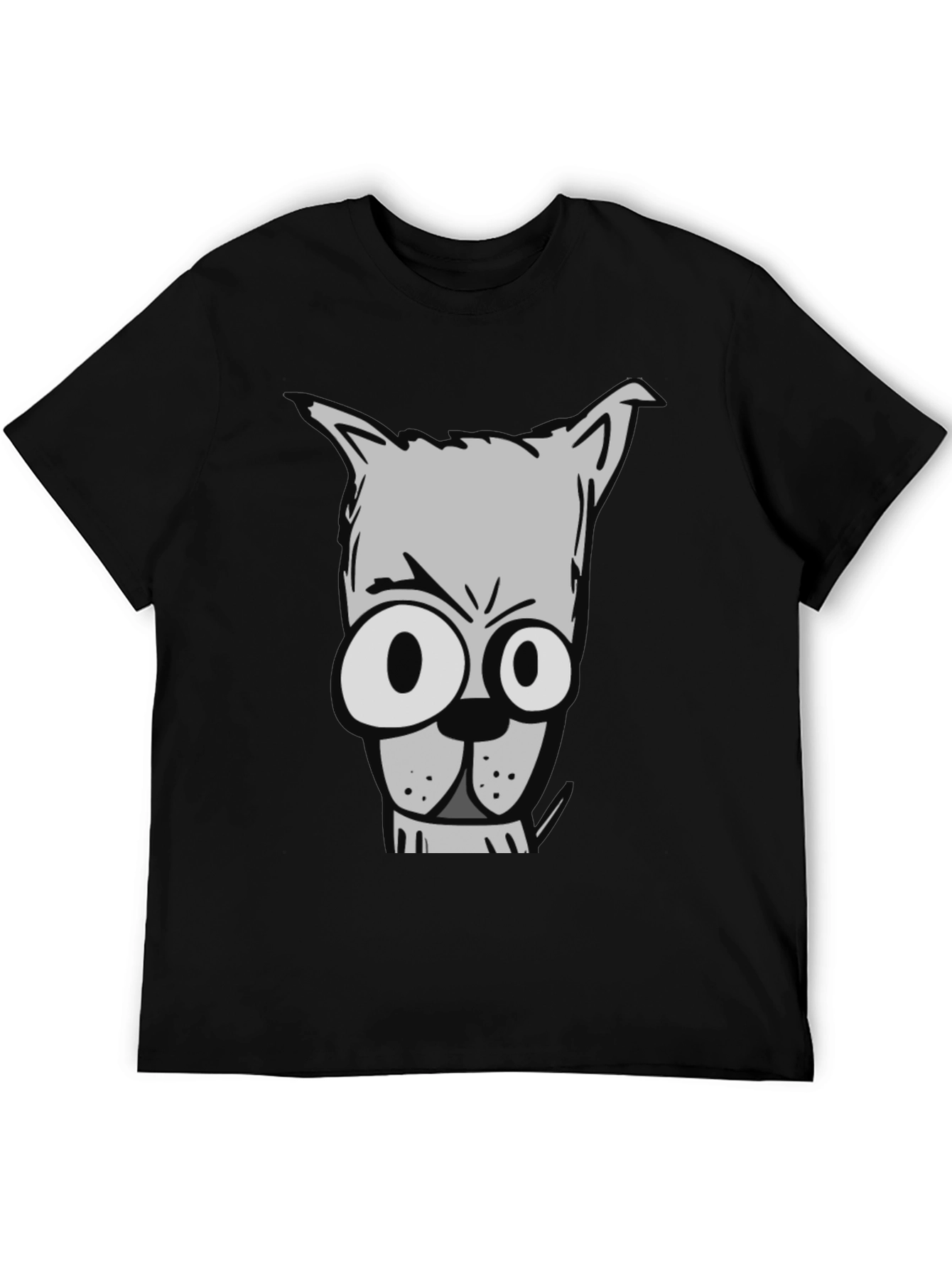 Cartoon Dog Graphic Tee - Mens Black T-Shirt