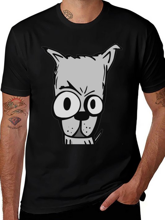Cartoon Dog Graphic Tee - Mens Black T-Shirt