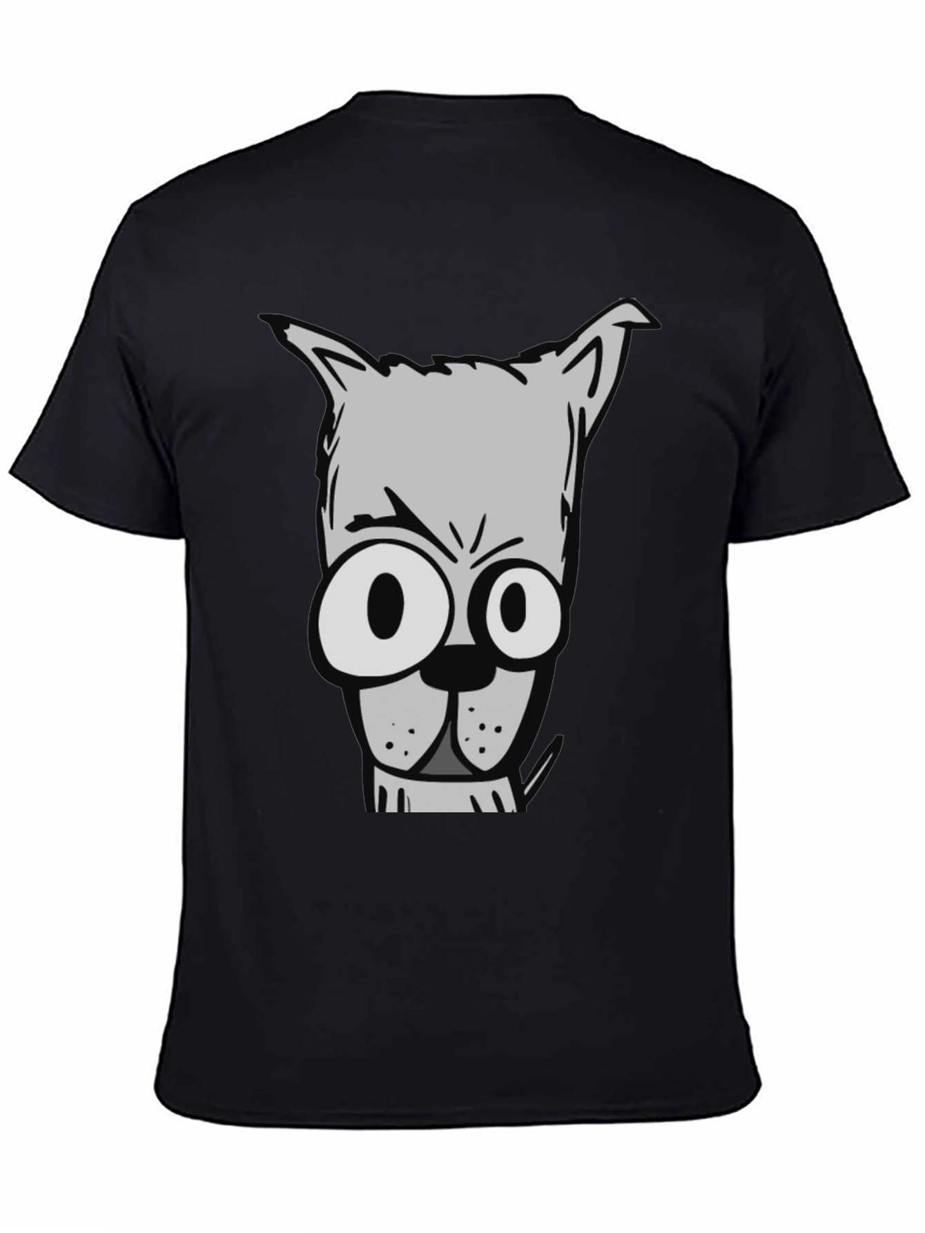 Cartoon Dog Graphic Tee - Mens Black T-Shirt