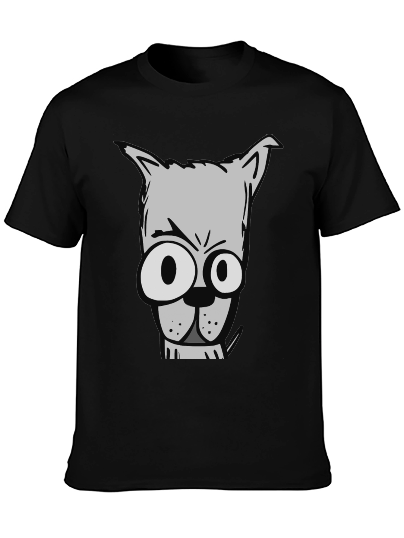 Cartoon Dog Graphic Tee - Mens Black T-Shirt