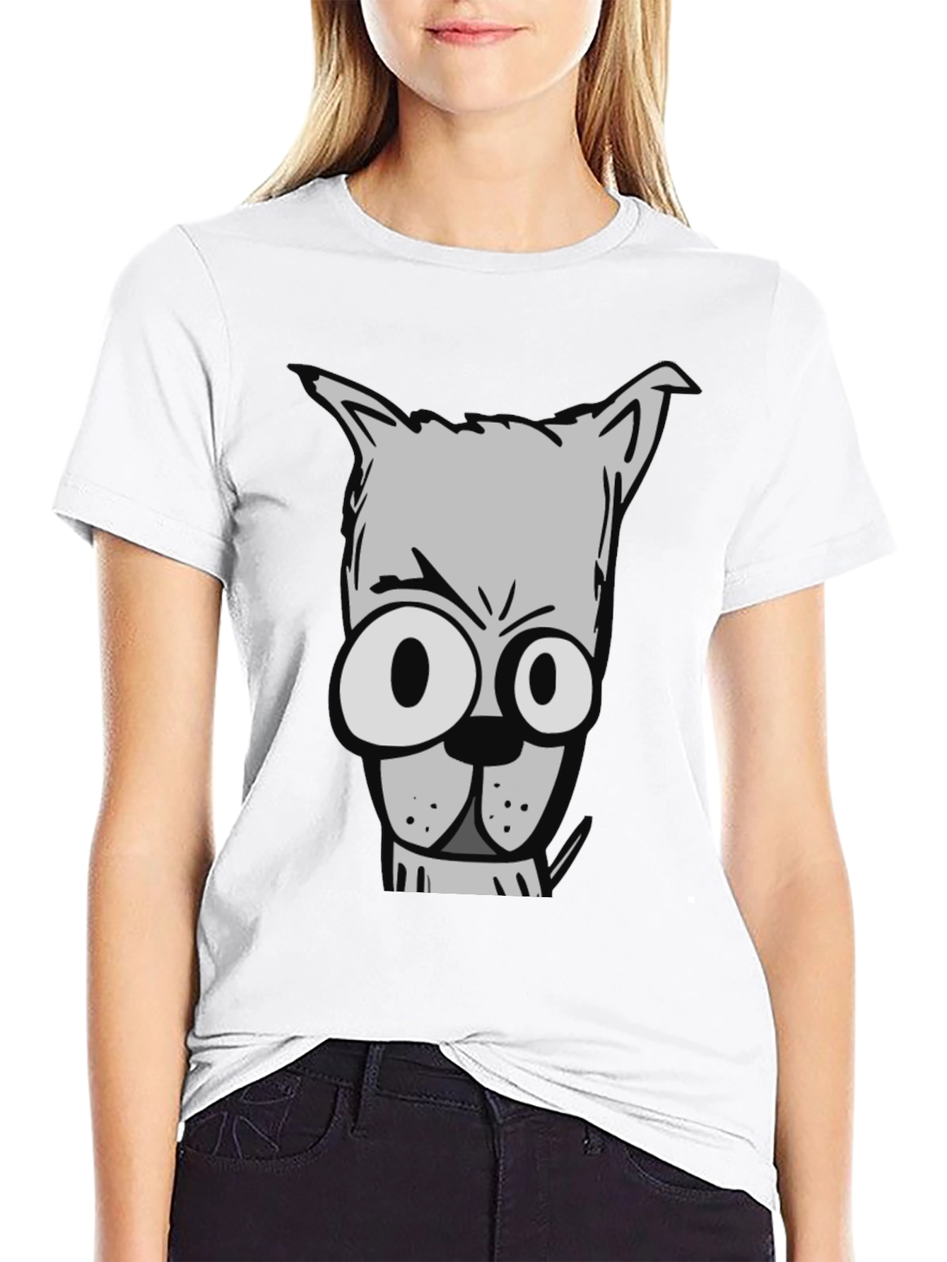 Cartoon Dog Graphic Tee - Mens Black T-Shirt