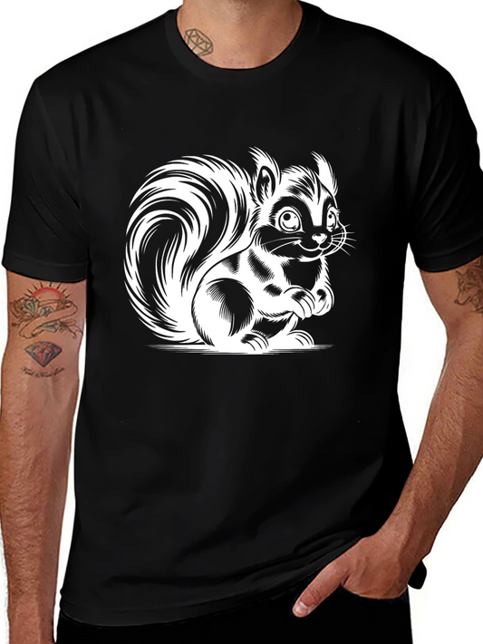 Squirrel Graphic Tee - Black Cotton T-Shirt