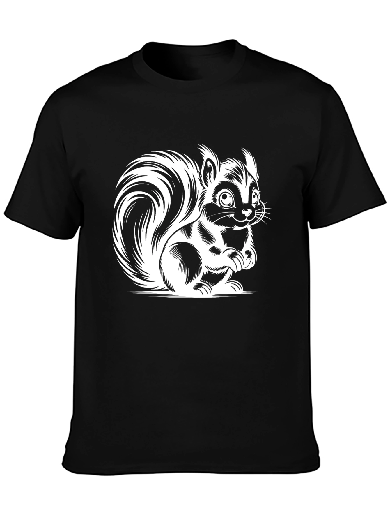 Squirrel Graphic Tee - Black Cotton T-Shirt