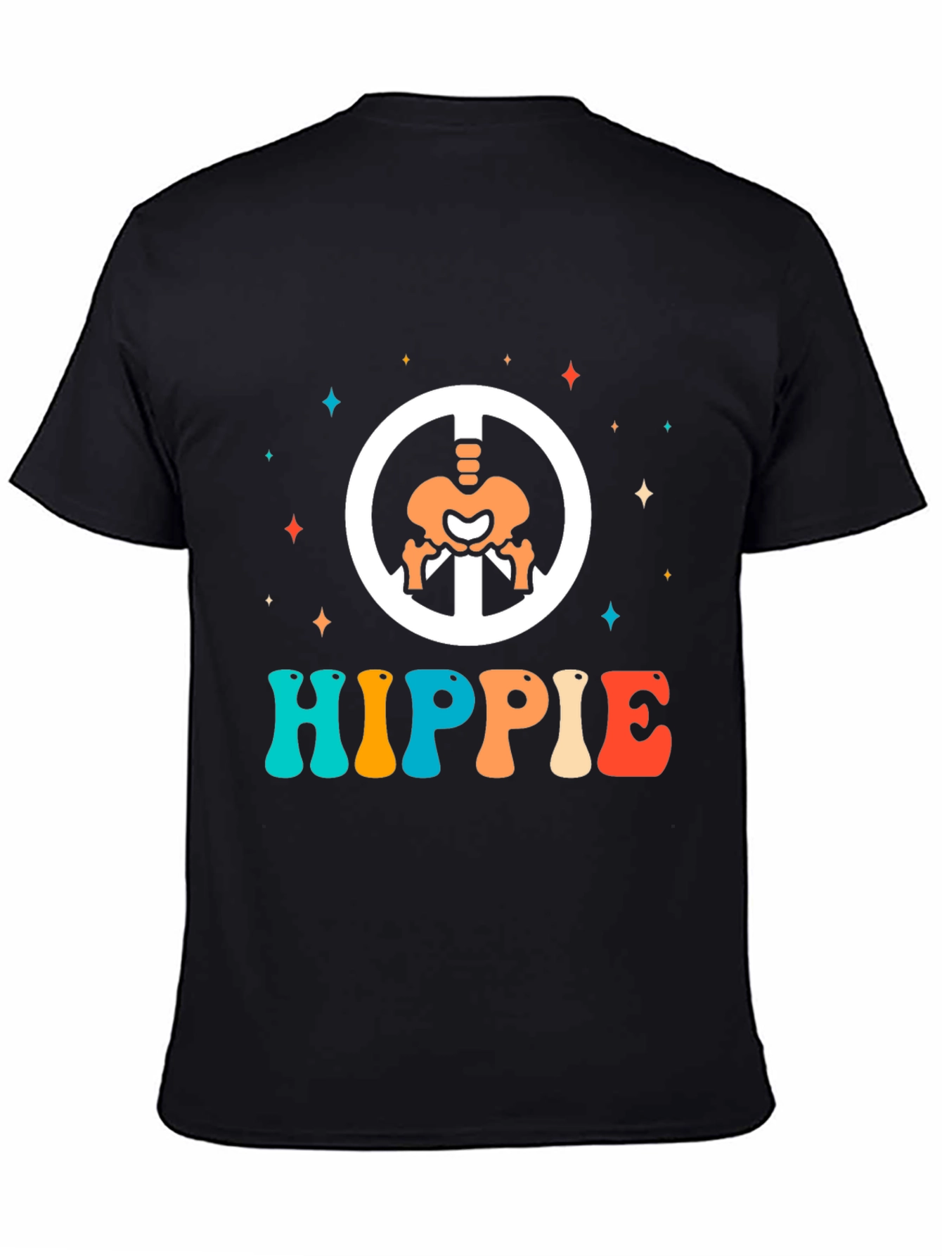 Retro Hippie Skeleton Peace Sign T-Shirt
