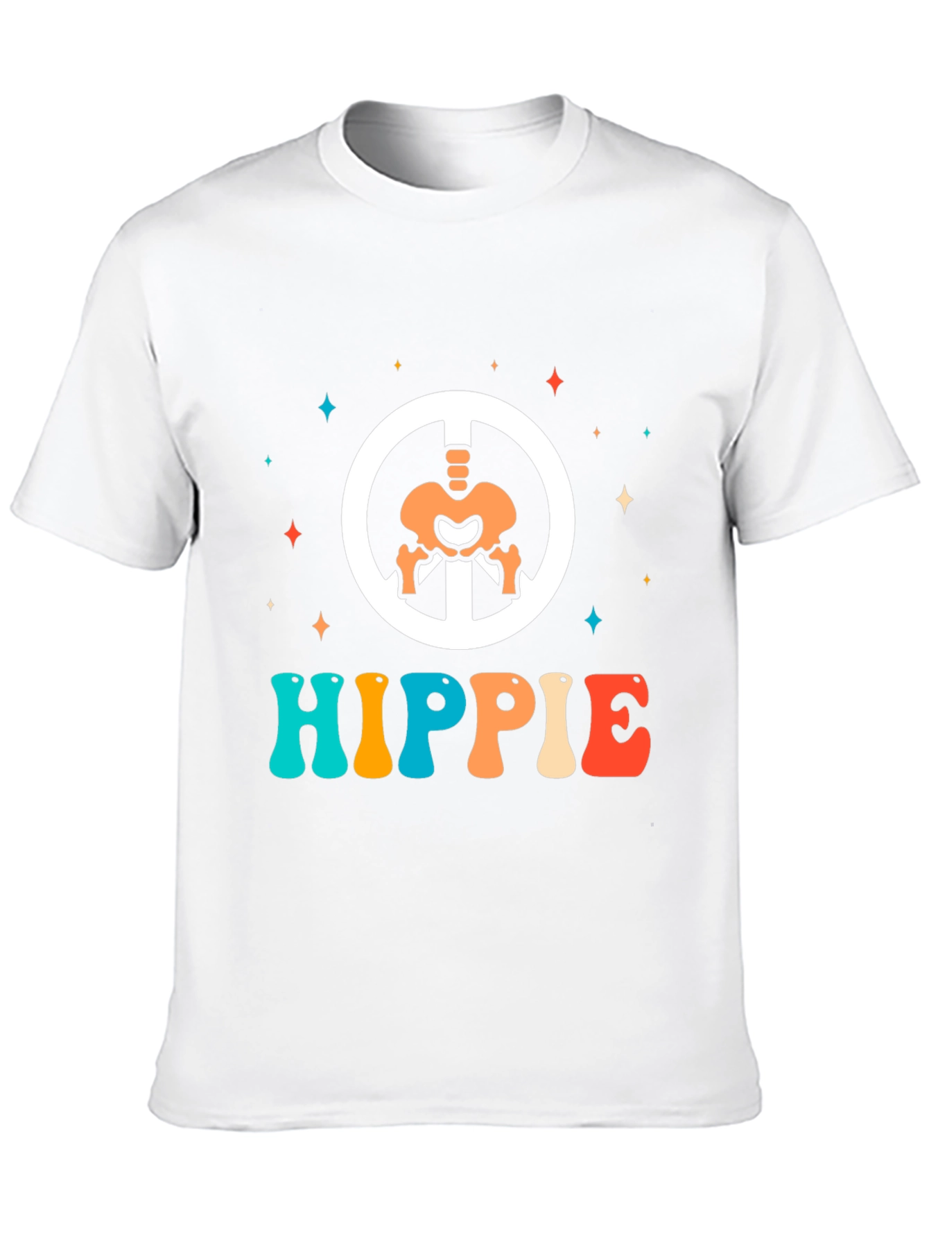 Retro Hippie Skeleton Peace Sign T-Shirt