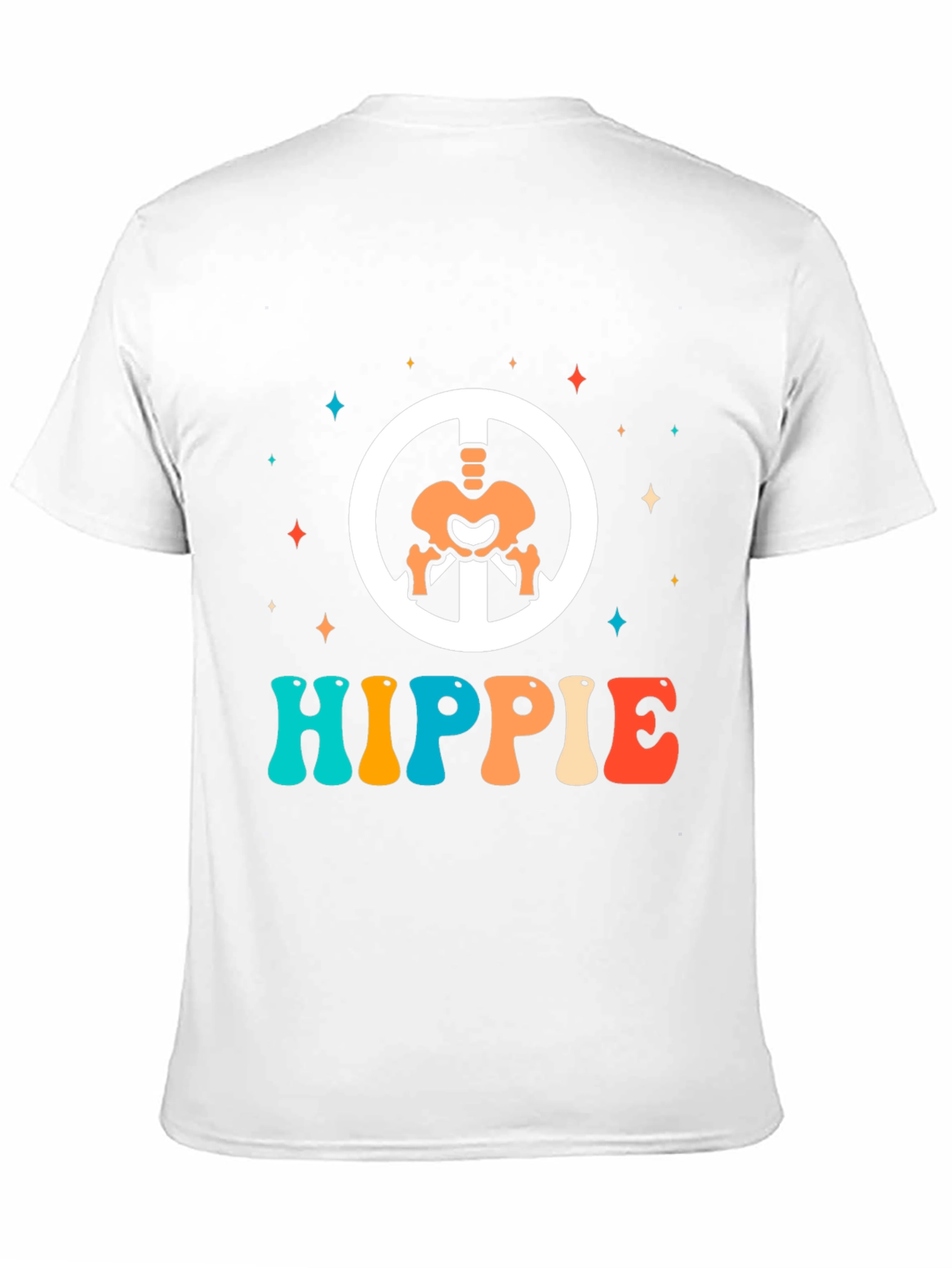 Retro Hippie Skeleton Peace Sign T-Shirt