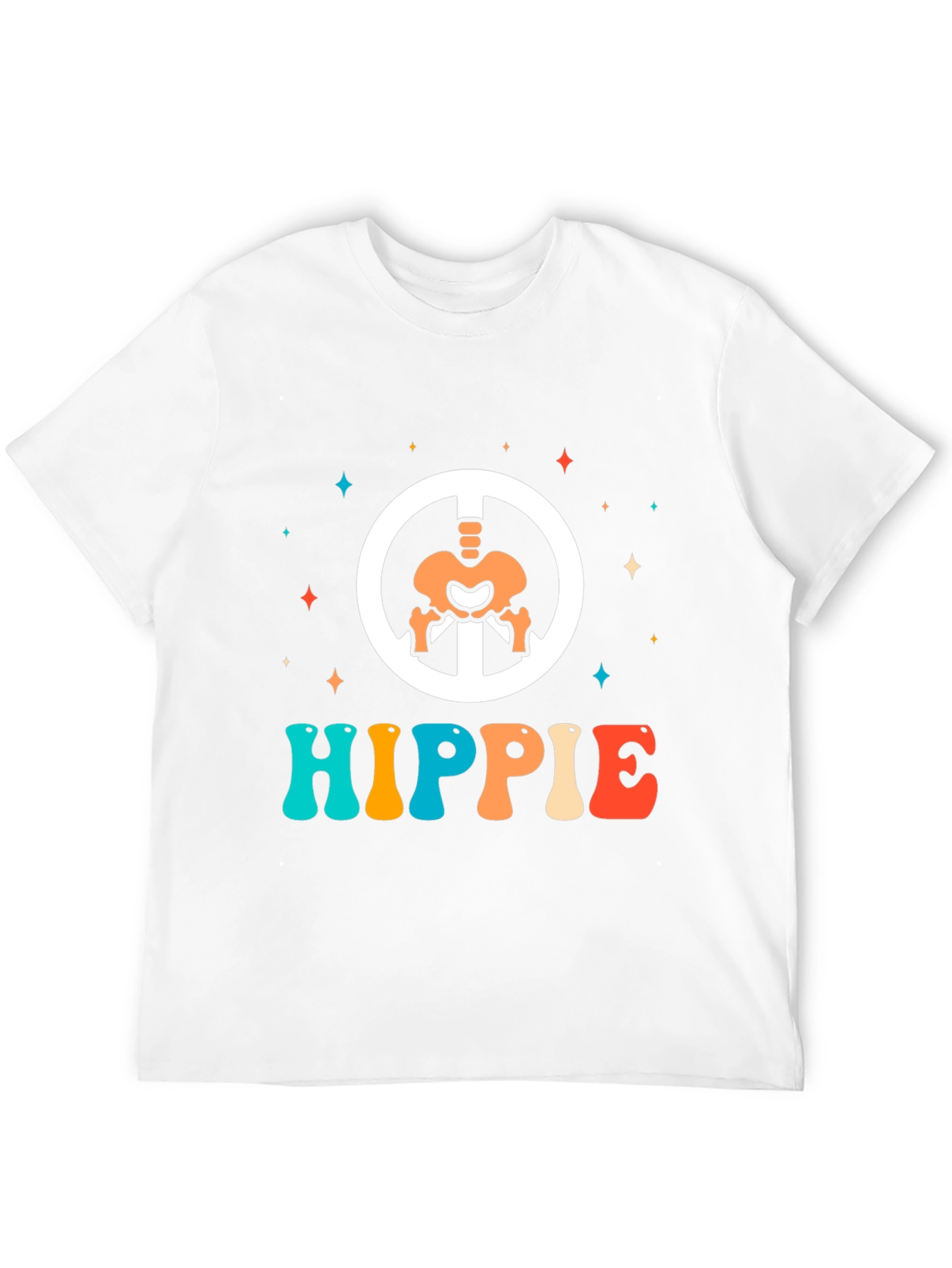 Retro Hippie Skeleton Peace Sign T-Shirt