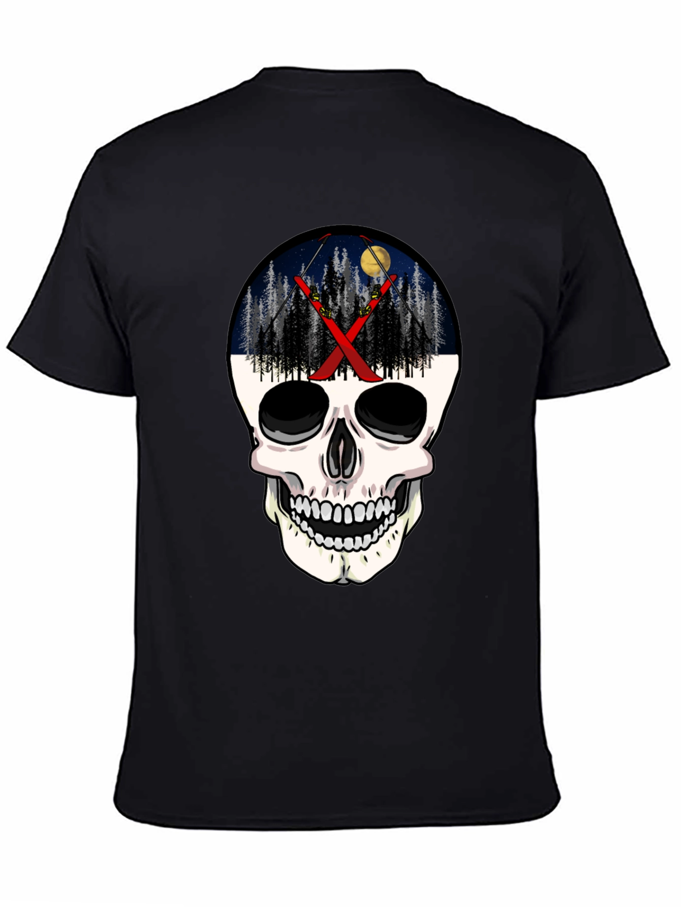 Ski Skull T-Shirt - Night Skiing Graphic Tee