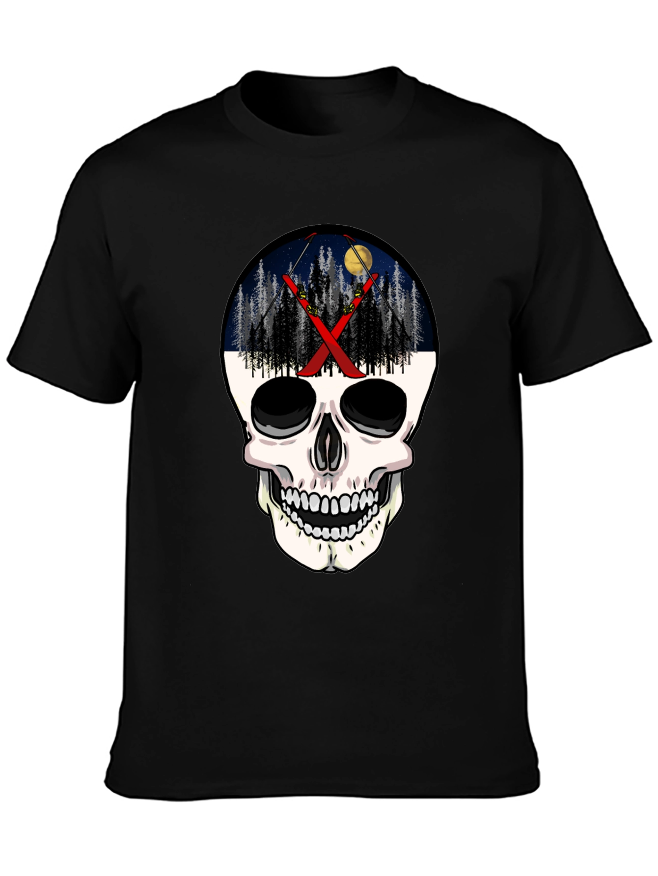 Ski Skull T-Shirt - Night Skiing Graphic Tee