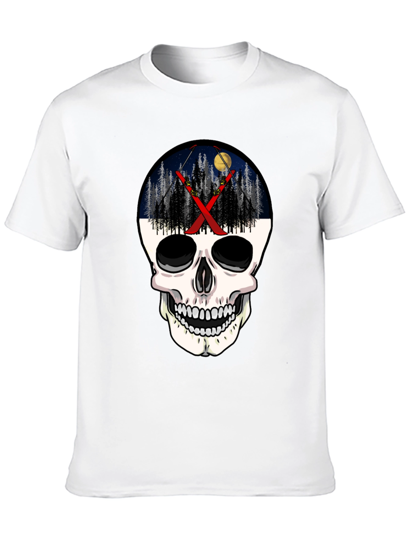Ski Skull T-Shirt - Night Skiing Graphic Tee
