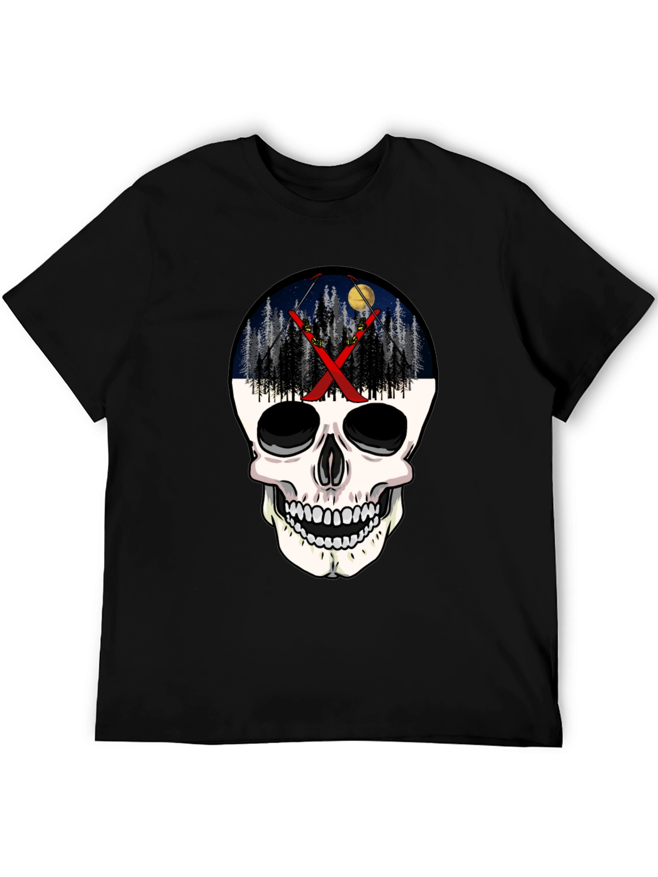 Ski Skull T-Shirt - Night Skiing Graphic Tee