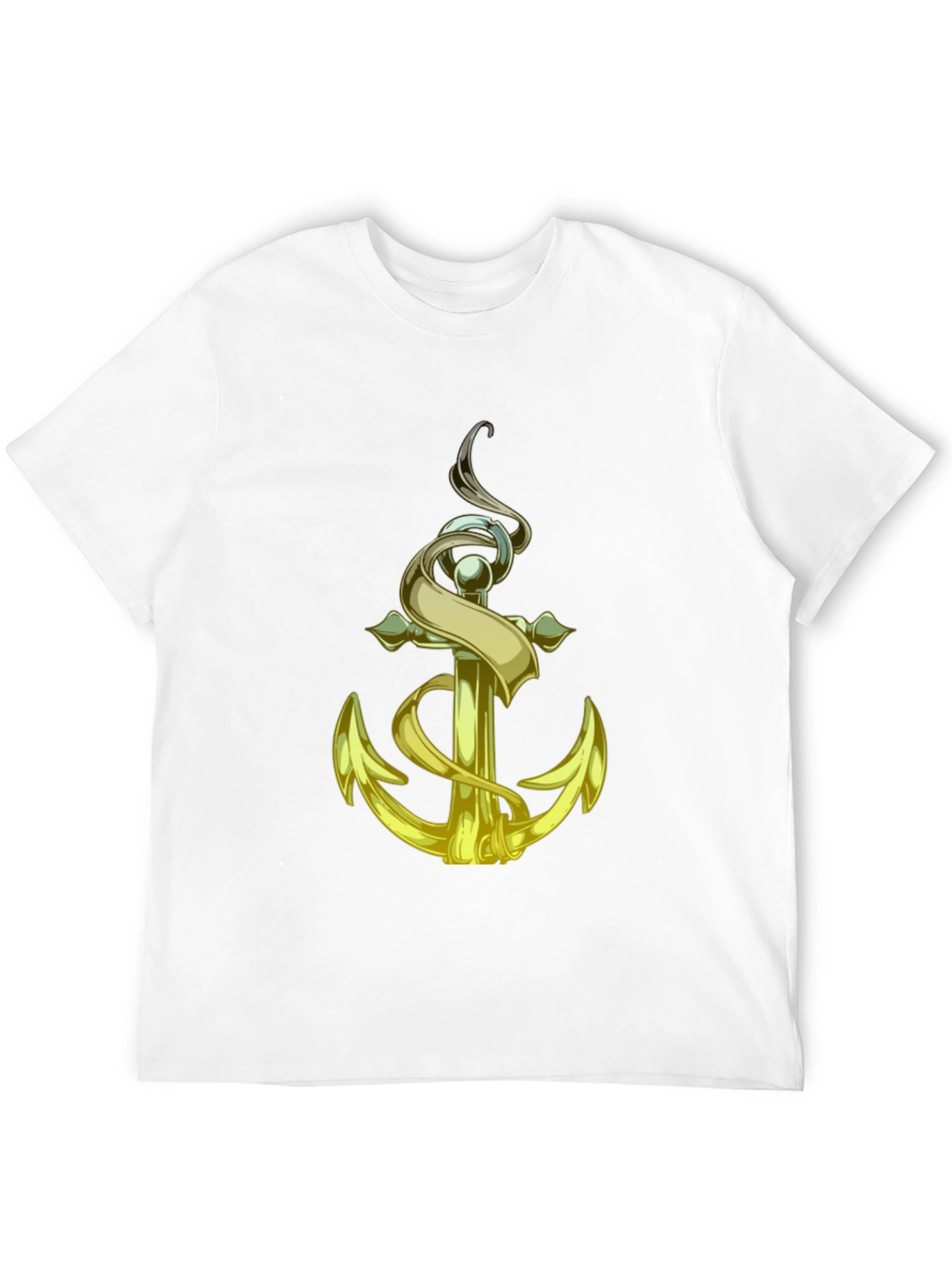 Golden Anchor Graphic Tee - Nautical Style