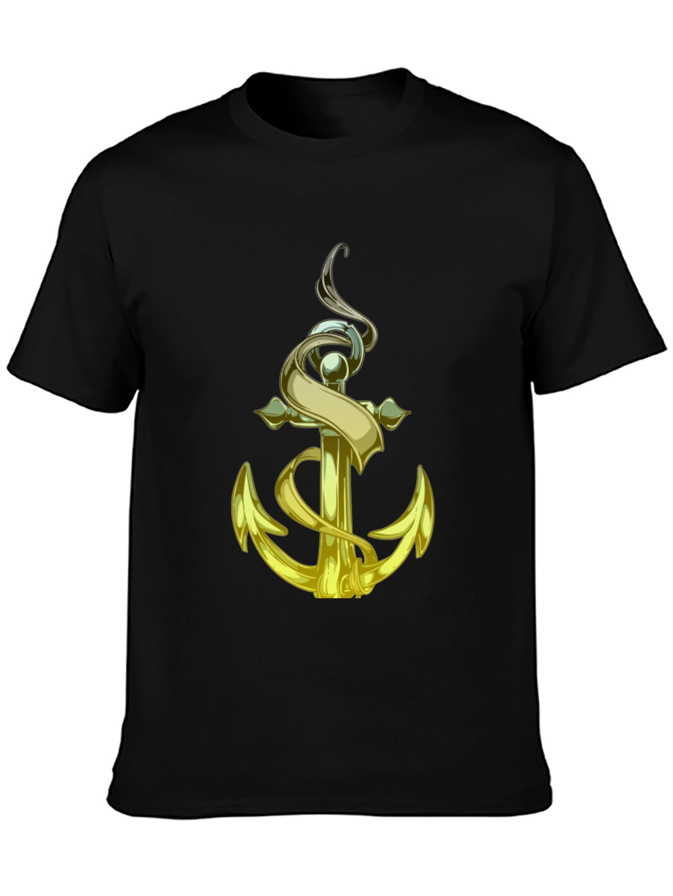 Golden Anchor Graphic Tee - Nautical Style