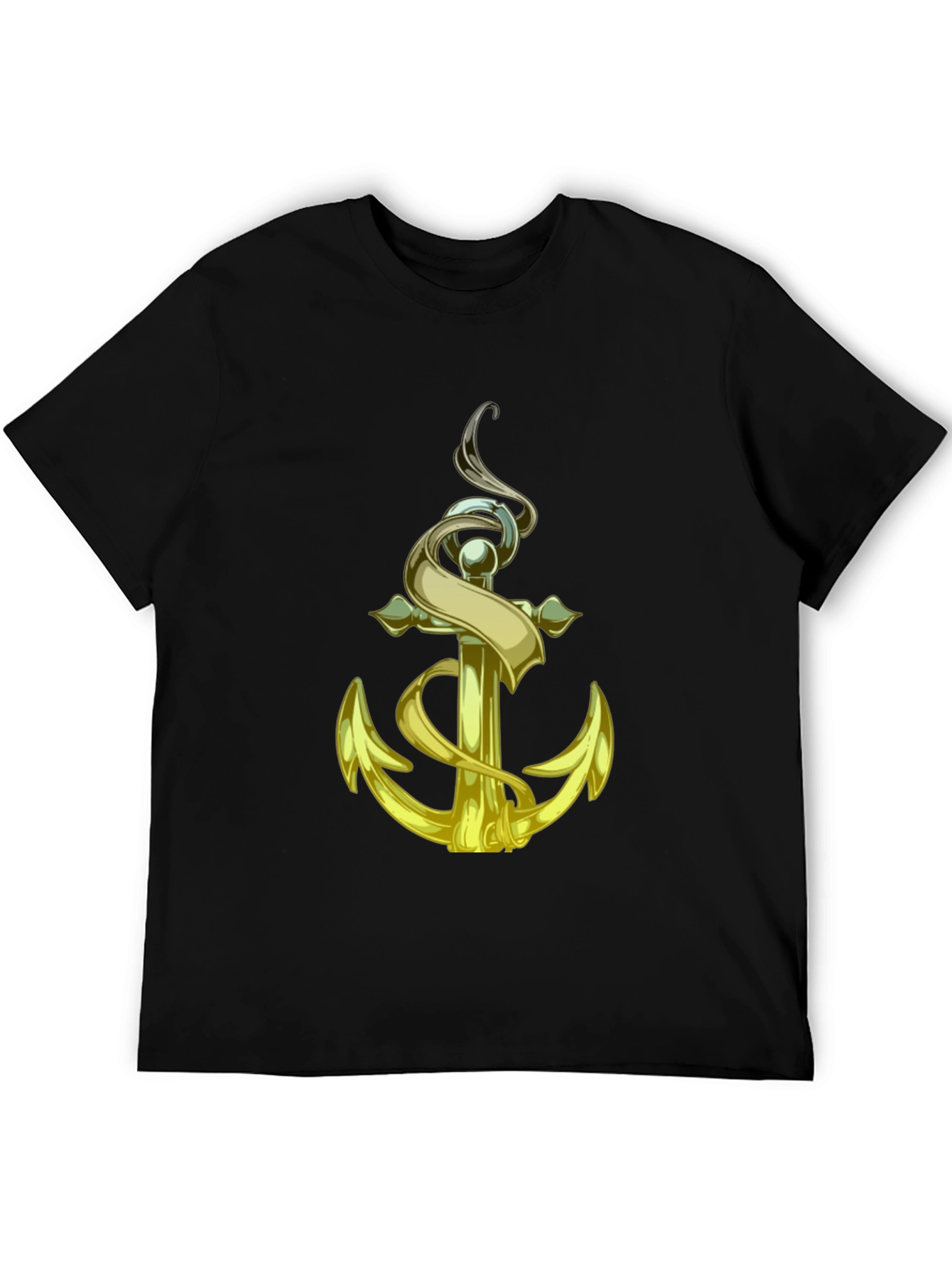 Golden Anchor Graphic Tee - Nautical Style